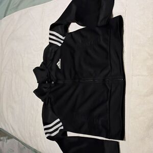 Adidas Black Jacket with White Accents Size 7